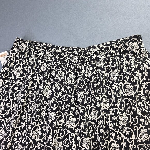 Talbots Pants Womens 12W Black White Floral Silk Dressy Pull On Elastic Waist - Picture 7 of 13